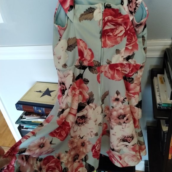 Light blue floral midi dress - Picture 3 of 4